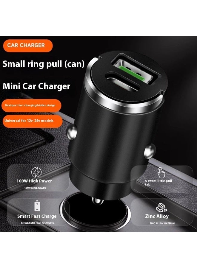 100W Invisible Car-mounted Mobile Phone Charger with 6A Super Fast Charging, featuring a hidden design and a pull ring.  - Image 4