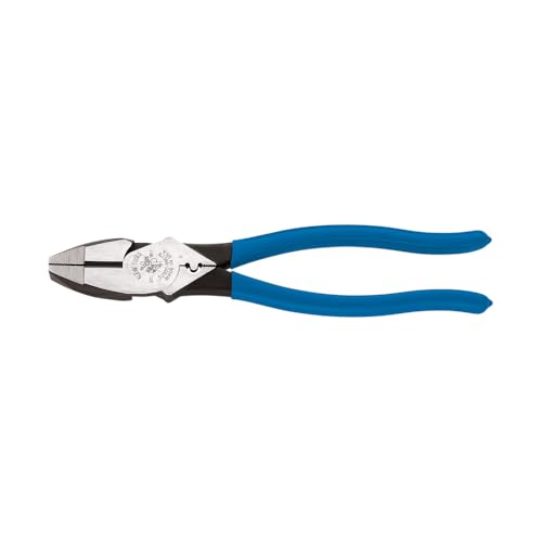 Klein Tools D20009NECR Linemans Pliers with Crimping Made in USA HighLeverage Streamline Design with Induction Hardened Knives and Knurled Jaws - Image 1