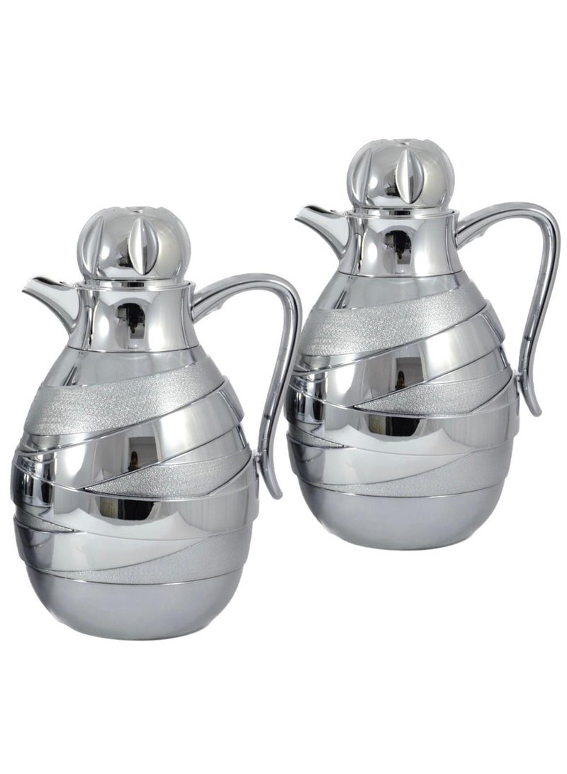 Homemaker 2-Piece Tea & Coffee Flask - 1 Liter & 1 Liter Capacity - Glass Inner - ABS Body - Silver - Image 2