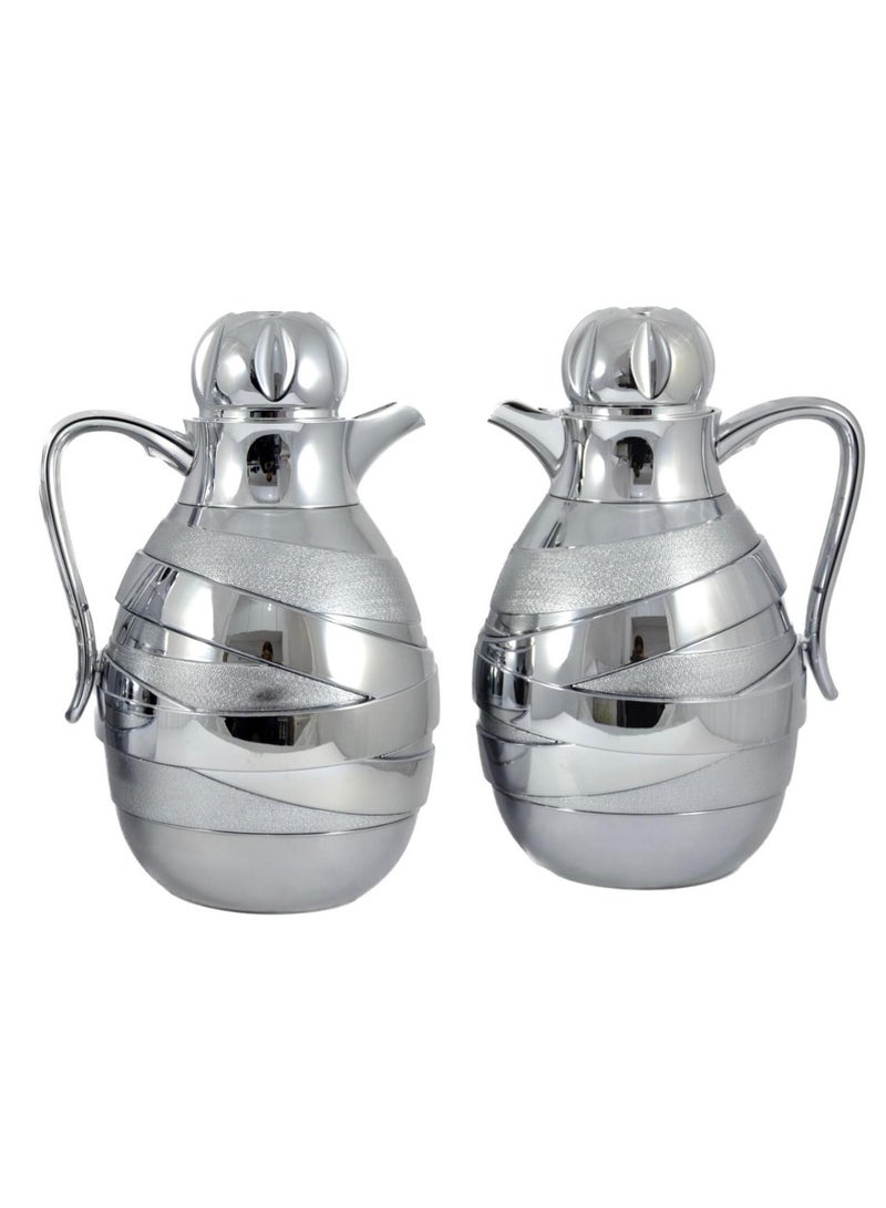 Homemaker 2-Piece Tea & Coffee Flask - 1 Liter & 1 Liter Capacity - Glass Inner - ABS Body - Silver - Image 3