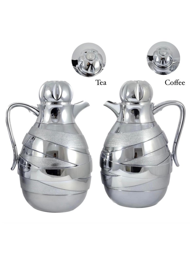 Homemaker 2-Piece Tea & Coffee Flask - 1 Liter & 1 Liter Capacity - Glass Inner - ABS Body - Silver - Image 4