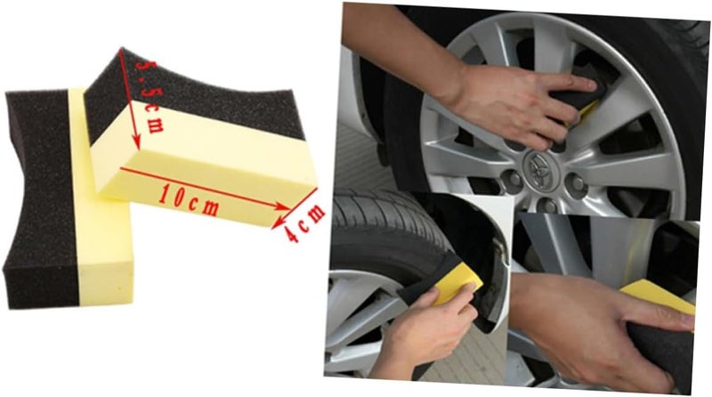 FAVOMOTO 2pcs Wheel Cleaning Sponge Pads Unique Design for Tire Waxing Polishing Absorbent for Cars Easy to Store Versatile Use for Home and Appliances - Image 5