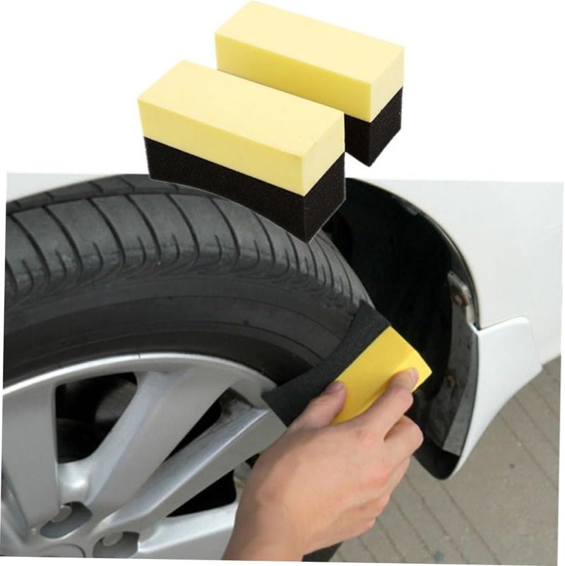FAVOMOTO 2pcs Wheel Cleaning Sponge Pads Unique Design for Tire Waxing Polishing Absorbent for Cars Easy to Store Versatile Use for Home and Appliances - Image 3