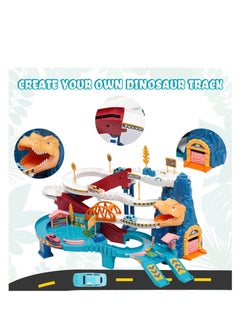 Y&D Car Racing Track for Children, Adventure Toy Dinosaur Climbing Hills Motor with 4 Cars Colourful Vehicles Construction Play Set  - Image 2