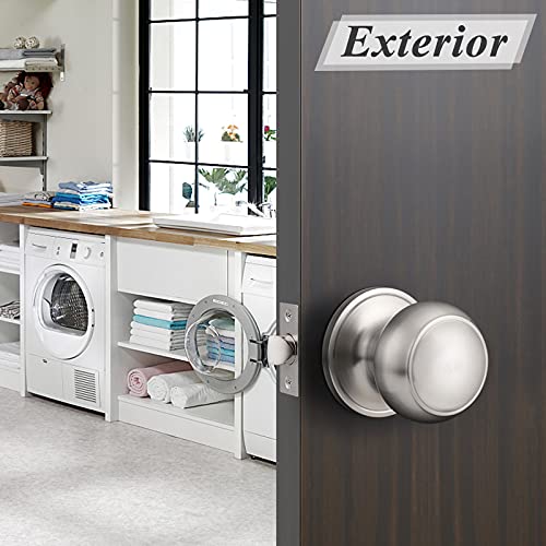 Probrico Brushed Nickel Passage Door Knobs Round Handles for Hall or Closet Knobs Keyless Hardware, 4 Pack - Image 5