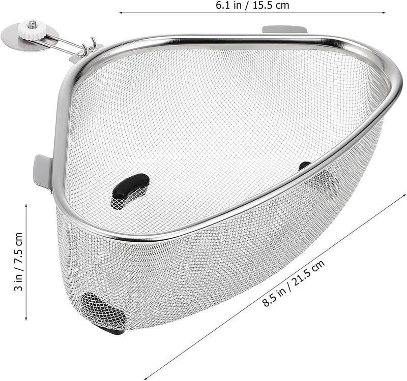 ZIPRON Sink Strainer Basket, Stainless Steel Triangle Kitchen Sink Strainer Basket for Sink Food Strainer, Corner Sink Strainer Basket for Food Strainer, Storage Rack - Image 2