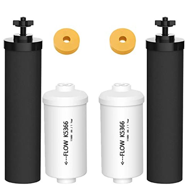 Gravity Water Filters for Berkey Water Filter Replacement, Replacement for BB9-2 Black Filter & for PF-2 Fluoride Filters Combo Packs, Compatible with Berkey Gravity Water Filter System, (NSF 42)