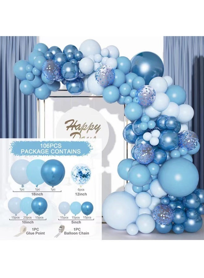 Zeemey 106-pcs Blue White Latex Decorative Balloon Arch Garland Set - Perfect for Graduation Baby Shower Wedding Birthday Bachelorette Party Backdrop Decoration - Suitable for Indoor and Outdoor - Image 2