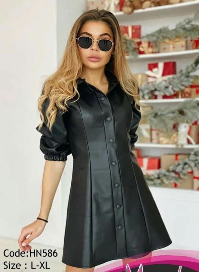 Hanady Very Trend Casual leather Jacket From Hanady, Black  - Image 1
