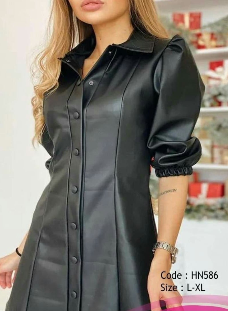 Hanady Very Trend Casual leather Jacket From Hanady, Black  - Image 2