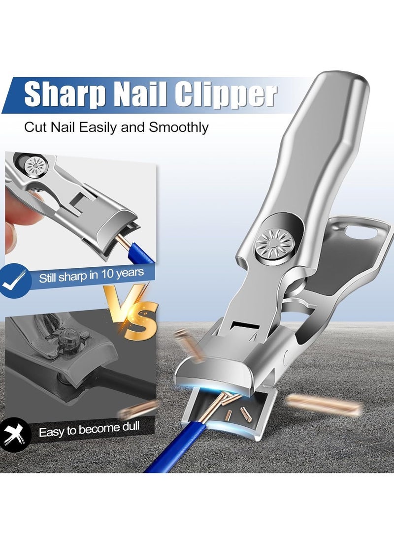 general Extra Large Nail Clippers for MenThick Nails, Heavy Duty Stainless Steel Toe Nail Cutter for Seniors, Wide Jaw Opening 180°, No-Splash Long Handle Fingernail Cutter with Catcher, Nail File & Metal Storage Box - Image 4