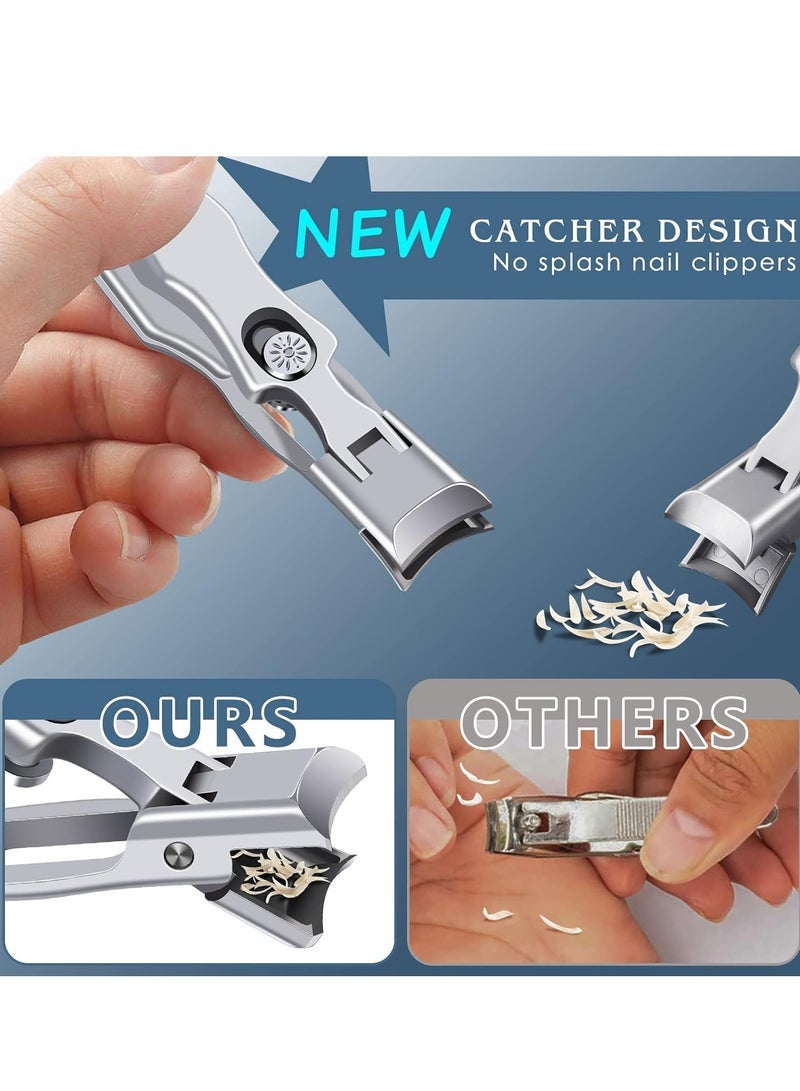 general Extra Large Nail Clippers for MenThick Nails, Heavy Duty Stainless Steel Toe Nail Cutter for Seniors, Wide Jaw Opening 180°, No-Splash Long Handle Fingernail Cutter with Catcher, Nail File & Metal Storage Box - Image 3