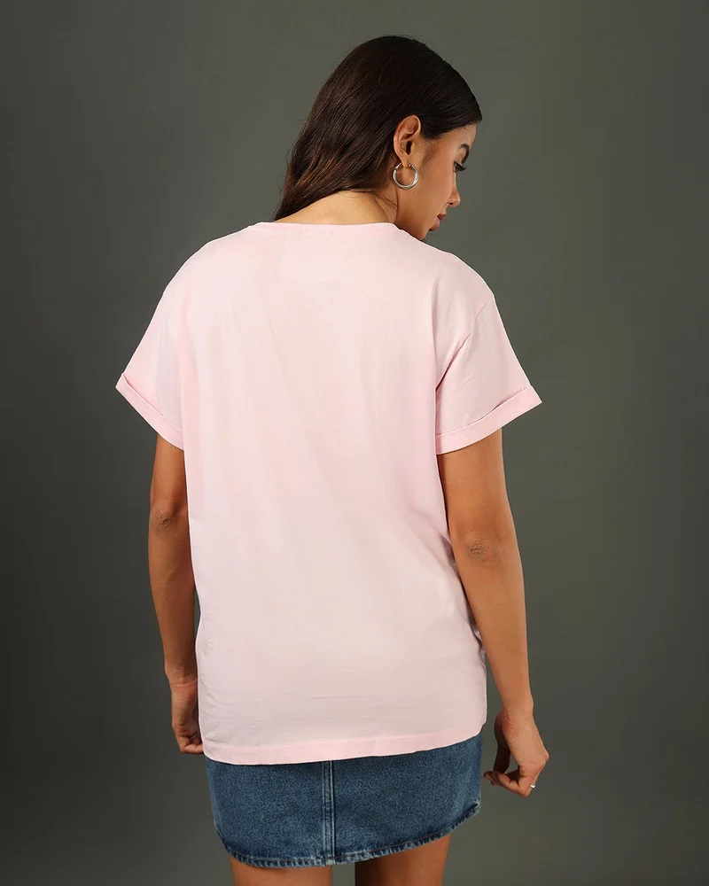 bewakoof  Women's Pink Boyfriend T-shirt for Women | Best Price UAE