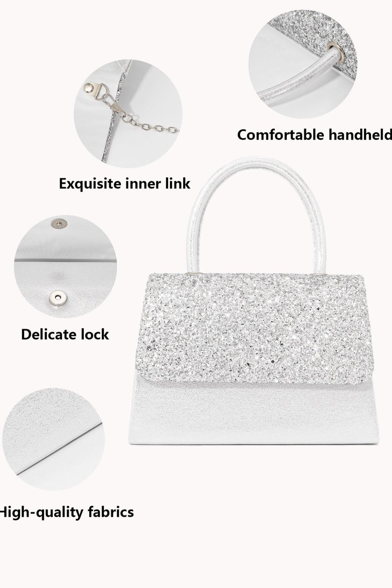 Wonderful Sparkling Grey Diamond, Sparkling Diamond, Eternal Magnetic Button Switch Hanging Ear Bag, Ladies' Handbag Elegance Party Wedding Birthday and Festival Gift and Dressing, Elementary Clutch Women and Ladies  - Image 2