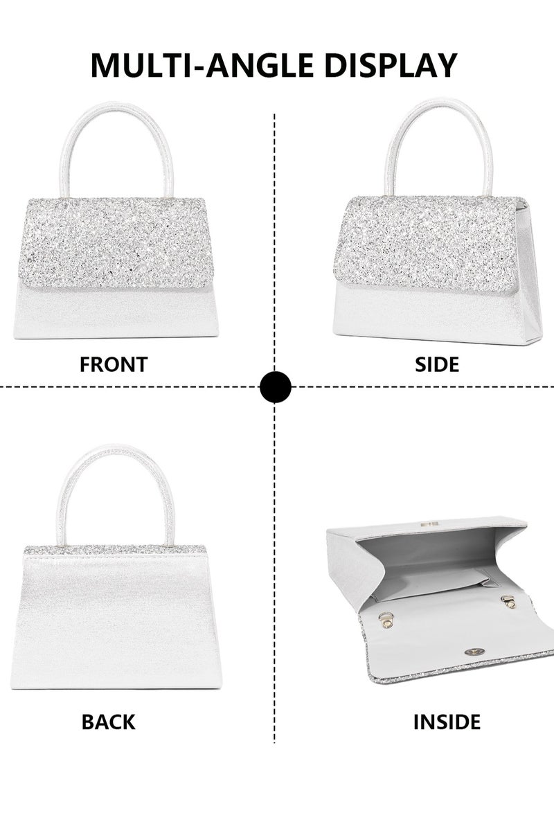 Wonderful Sparkling Grey Diamond, Sparkling Diamond, Eternal Magnetic Button Switch Hanging Ear Bag, Ladies' Handbag Elegance Party Wedding Birthday and Festival Gift and Dressing, Elementary Clutch Women and Ladies  - Image 3