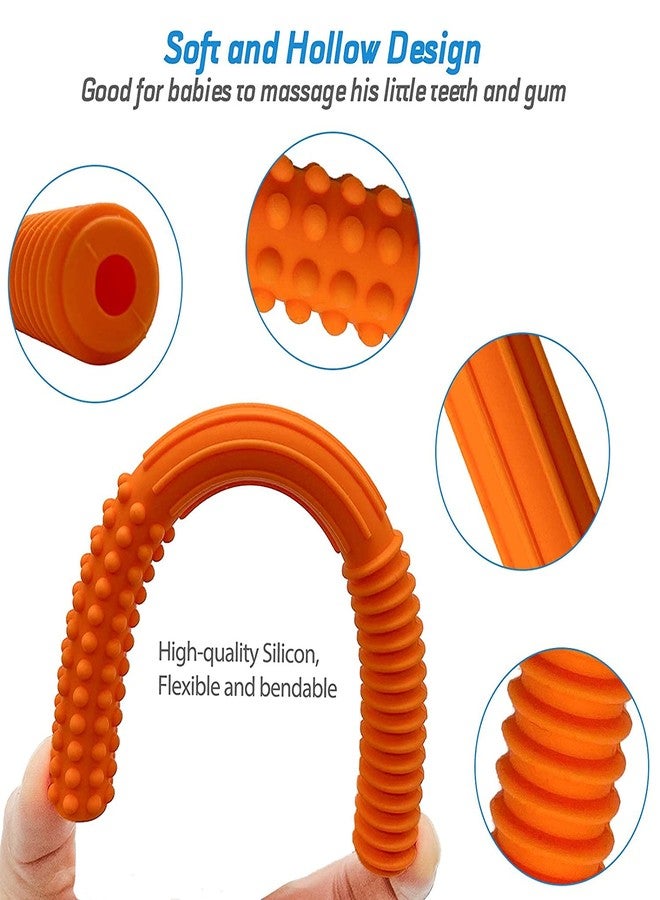 tekme Baby Teethers 1 Pc Teether With 1 Brush, Hollow Teething Tubes, Silicone Chewing Teether For Baby, Helps Soothe Teething Irritation Biting, Infants 3+ Months (Multicolor) - Image 3