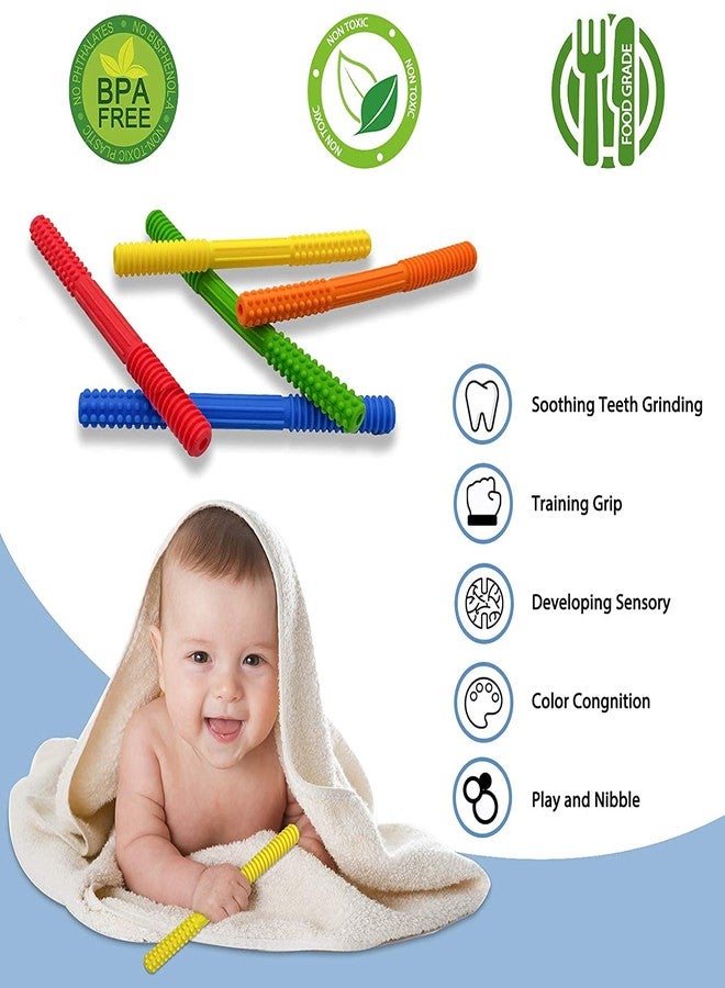 tekme Baby Teethers 1 Pc Teether With 1 Brush, Hollow Teething Tubes, Silicone Chewing Teether For Baby, Helps Soothe Teething Irritation Biting, Infants 3+ Months (Multicolor) - Image 2