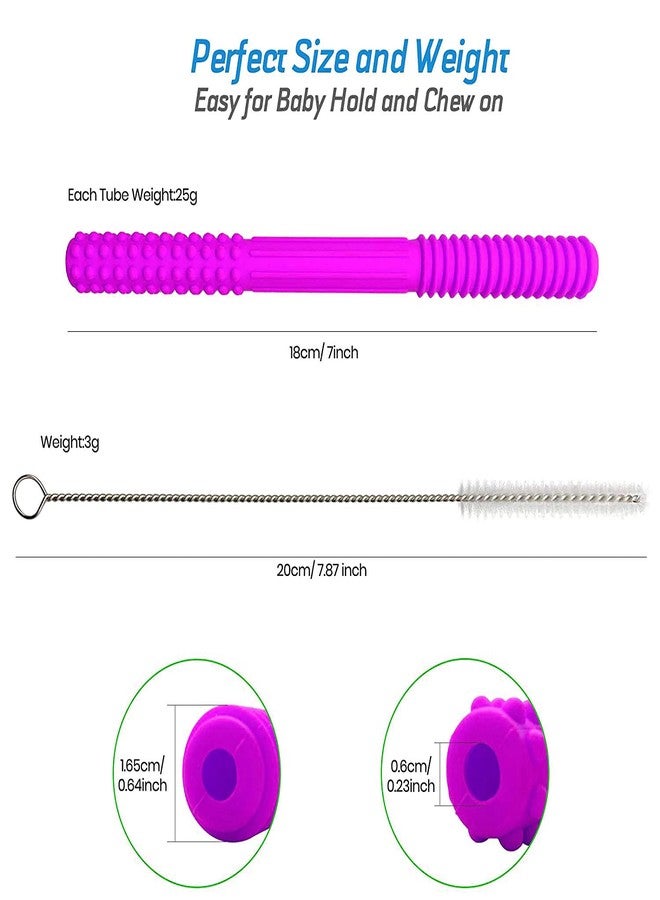 tekme Baby Teethers 1 Pc Teether With 1 Brush, Hollow Teething Tubes, Silicone Chewing Teether For Baby, Helps Soothe Teething Irritation Biting, Infants 3+ Months (Multicolor) - Image 4