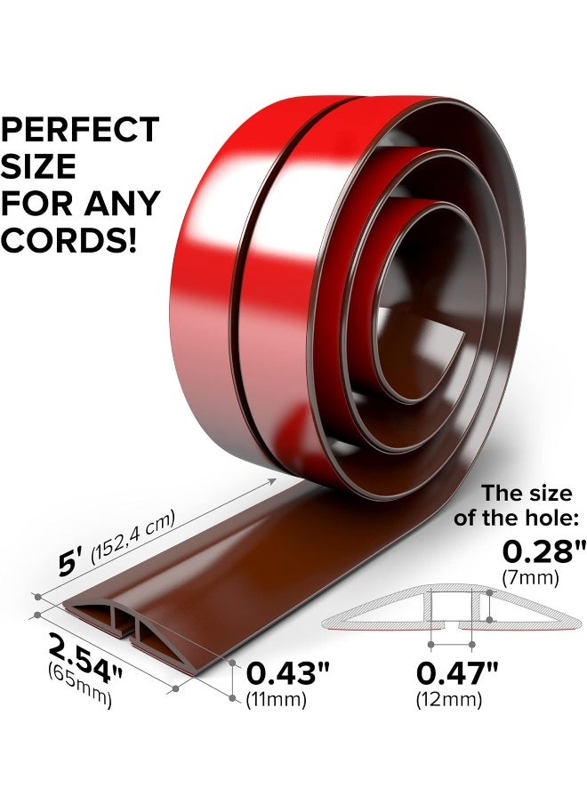 X-Protector Floor Cord Cover  – Overfloor 1.52m Silicone Cord Protector – Ideal Extension Cord Cover to Protect Wires On Floor – Self-Adhesive Power Cable Protector (5ft.)  - Image 1