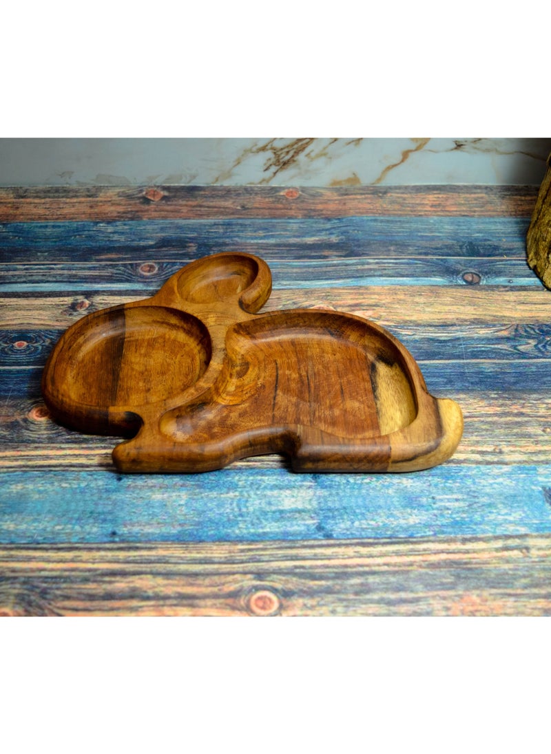 Egypt Antiques A children's food or snack dish in the form of a rabbit, handmade wood, 100% natural colors,  - Image 5