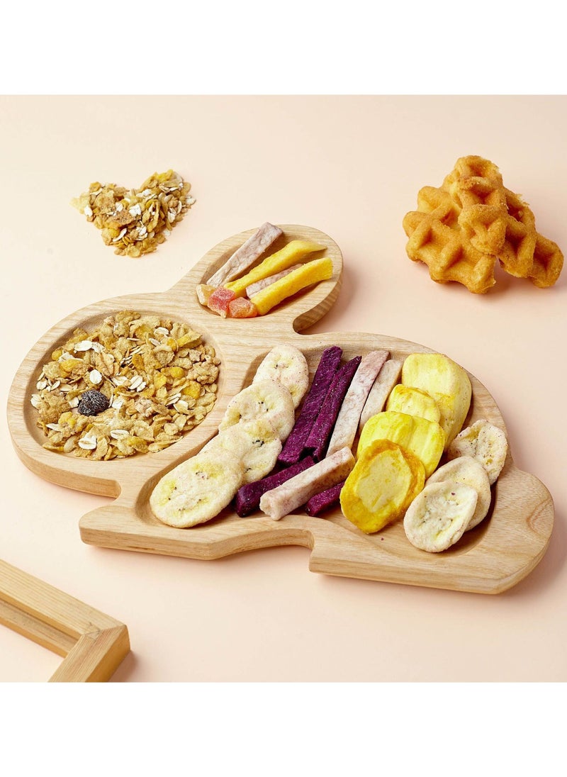 Egypt Antiques A children's food or snack dish in the form of a rabbit, handmade wood, 100% natural colors,  - Image 1