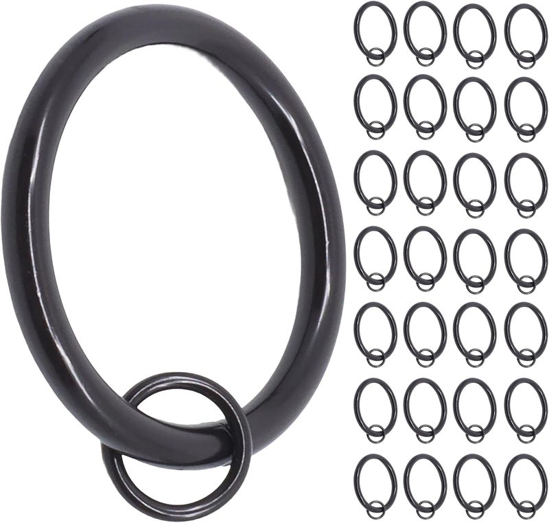 MERIVILLE 28 pcs 1.5-Inch Inner Diameter Metal Curtain Rings with Eyelets, Fits Up to 1 1/4-Inch Rod (Set of 28 Round Eyelet, Oil-Rubbed Bronze) - Image 1