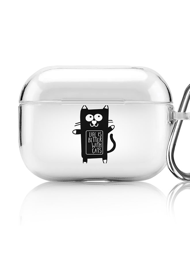 Stylizedd Classic Clear printed Case for Apple AirPods Pro 2nd Generation Thin Transparent Cover [Designed for Apple AirPods Pro 2nd Generation] - Life is better with cats  - Image 1