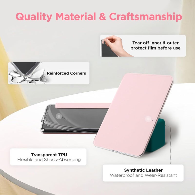 SESENSE Detachable Magnetic Case for 6'' Kindle 2024 and 2022 (11 Generation), Slim PU Shell Cover Case with Auto Wake/Sleep, Pink - Image 5