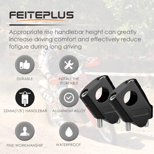 Feiteplus 7/8" Universal Handlebar Bar Risers Motorcycle Bar Clamps 7/8" Bar For Motorbike Pit Dirt Bikes Black Riser Height 38mm (1.5 "), 18mm (0.71") Backward or Forward - Image 3