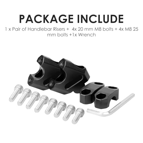 Feiteplus 7/8" Universal Handlebar Bar Risers Motorcycle Bar Clamps 7/8" Bar For Motorbike Pit Dirt Bikes Black Riser Height 38mm (1.5 "), 18mm (0.71") Backward or Forward - Image 5