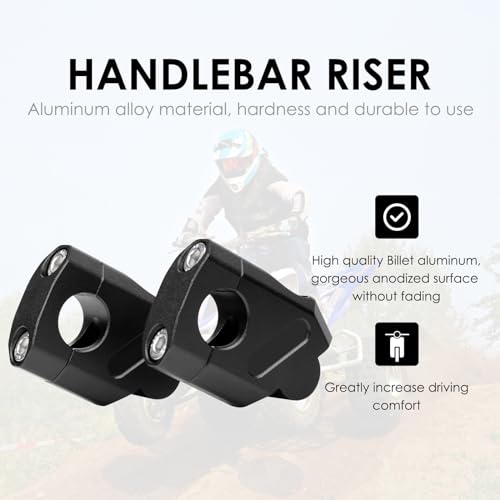 Feiteplus 7/8" Universal Handlebar Bar Risers Motorcycle Bar Clamps 7/8" Bar For Motorbike Pit Dirt Bikes Black Riser Height 38mm (1.5 "), 18mm (0.71") Backward or Forward - Image 2