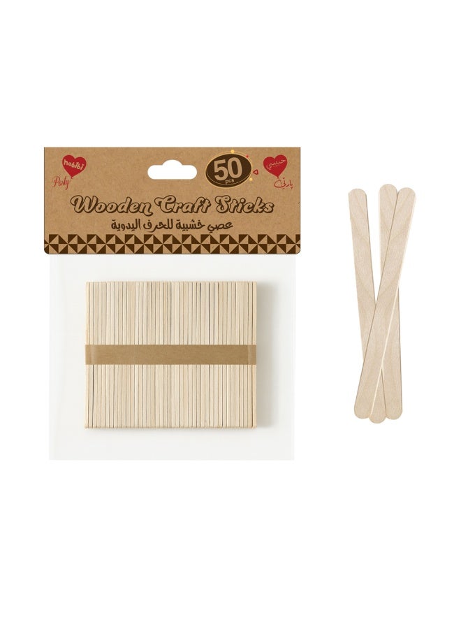 Habibi Party 50 Pieces Wooden Popsicle Sticks – 6.5 cm for Crafts, DIY Projects & Food Use - Image 2