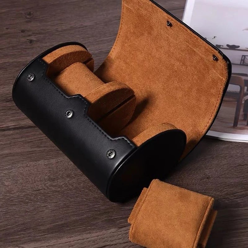 3 Slots Roll Travel Case Portable Vintage PU Leather Watch Organizer Display Storage Box For Men Gift - Image 2