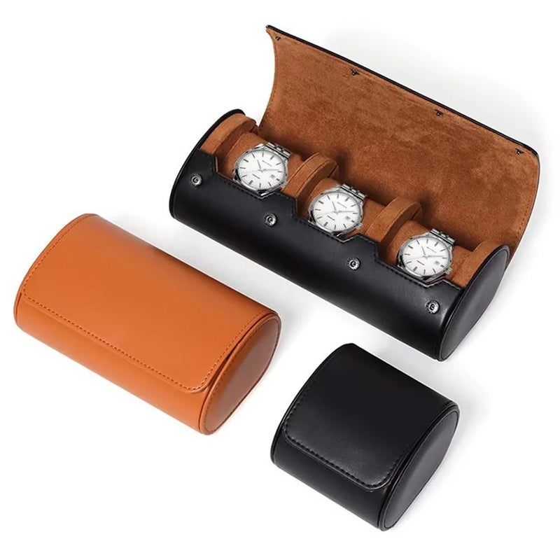 3 Slots Roll Travel Case Portable Vintage PU Leather Watch Organizer Display Storage Box For Men Gift - Image 5