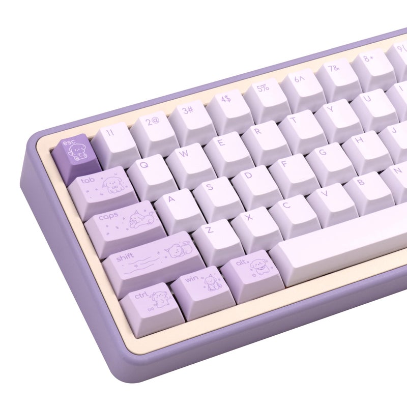 TIMSEKER Minimalist Cute PBT Keycap, Light Purple Cherry Profile Custom Key Cap for Mechanical Gaming Keyboard, 145 Keys Dye Sublimation Keycap Set - Image 1