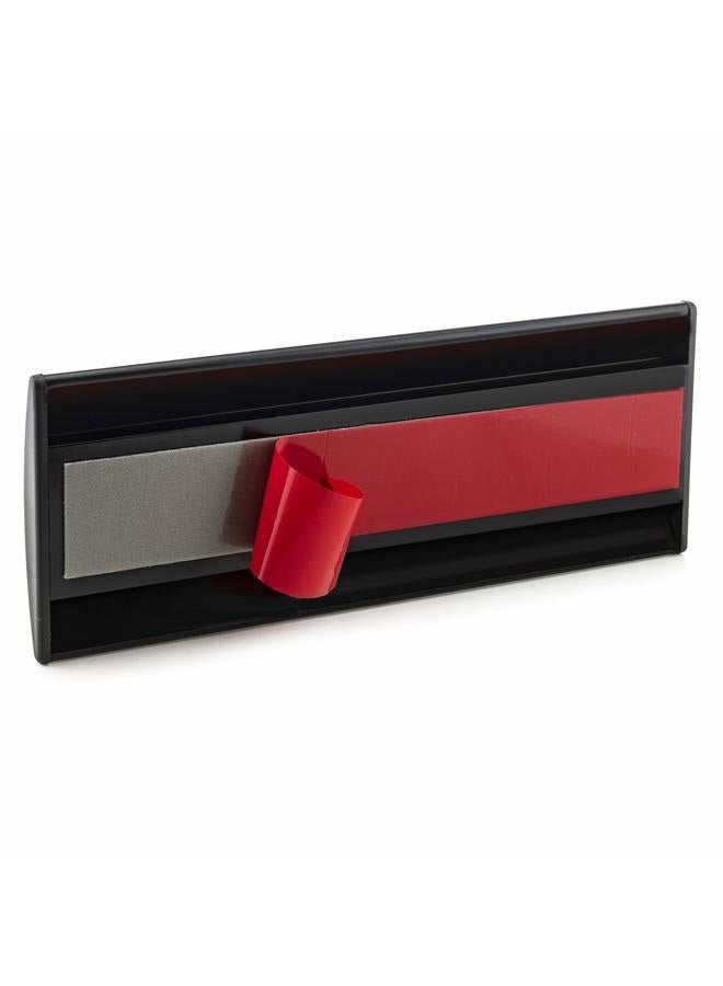 GlossyEnd Set of 6 –Sturdy & Elegant Black Aluminum Wall Mount Name Plate Holder, Office Business Door Curved Sign Holder with Adhesive Tape, 8” X 3” - Plastic Film Included, Paper Inserts NOT Included - Image 4