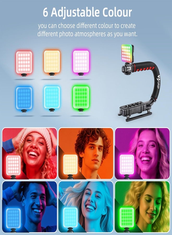 Zeadio Smartphone Camera Stabilizer Kit, Portable Handle Grip Handheld Video Rig with RGB Video Light and Microphone, Fits for All Camcorder, Camera, DSLR and All iPhone and Android Smartphones - Image 5