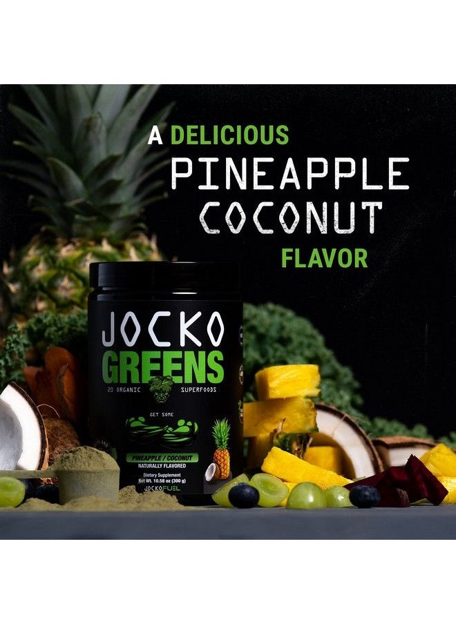Jocko Fuel - Greens Powder (Coconut/Pineapple Flavor) Organic Greens & Superfood Powder For Healthy Green Juice Keto Friendly With Spirulina Chlorella Digestive Enzymes & Probiotics 30 Servings - Image 1