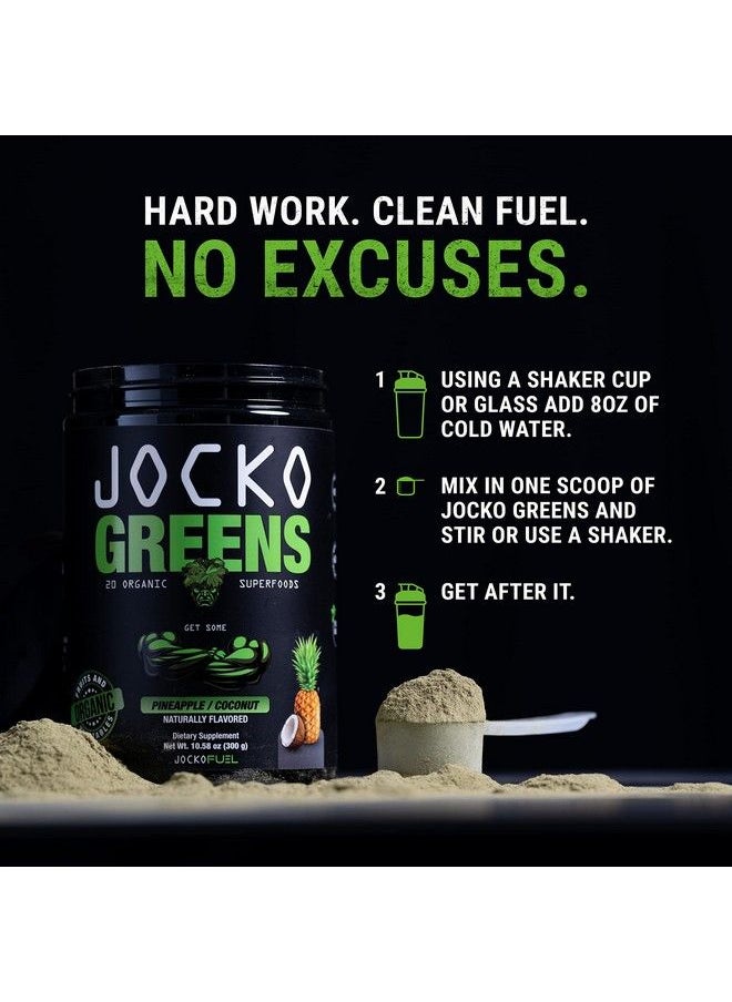 Jocko Fuel - Greens Powder (Coconut/Pineapple Flavor) Organic Greens & Superfood Powder For Healthy Green Juice Keto Friendly With Spirulina Chlorella Digestive Enzymes & Probiotics 30 Servings - Image 1