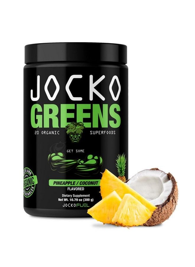Jocko Fuel - Greens Powder (Coconut/Pineapple Flavor) Organic Greens & Superfood Powder For Healthy Green Juice Keto Friendly With Spirulina Chlorella Digestive Enzymes & Probiotics 30 Servings - Image 1