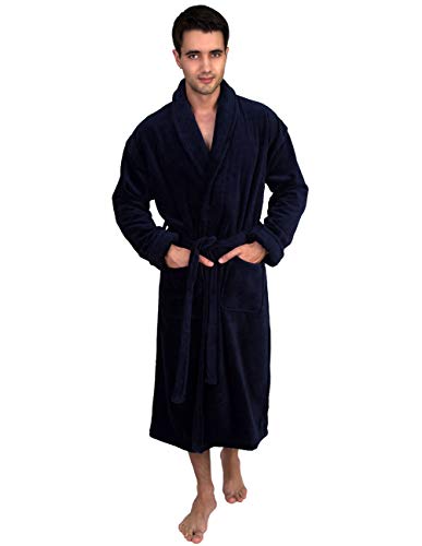 TowelSelections Men's Cotton Robe, Terry Cloth Luxury Spa Bathrobe Small Navy - Image 1