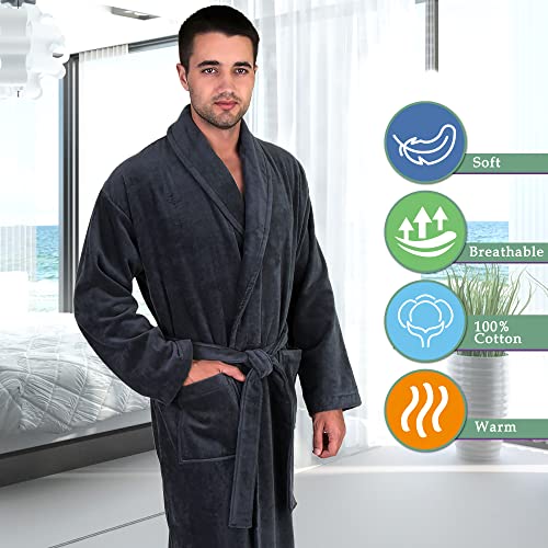TowelSelections Men's Cotton Robe, Terry Cloth Luxury Spa Bathrobe Small Navy - Image 5