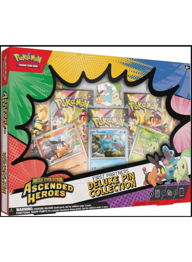 Pokemon Pokémon TCG: Mega Evolution—Ascended Heroes First Partners Deluxe Pin Collection (3 Foil Promo Cards, 1 Deluxe Pin & 5 Booster Packs - Image 1