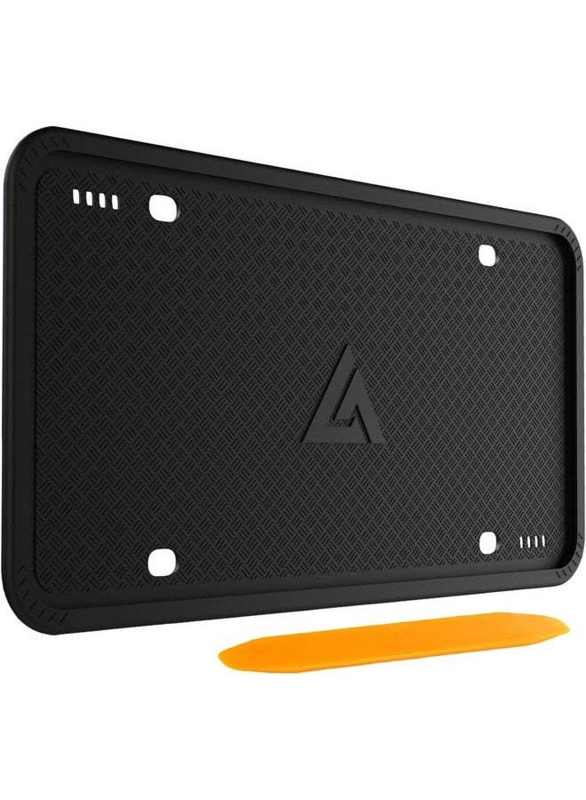 AUJEN Silicone License Plate Frames Black, 1 Pack Car License Plate Frame, Universal US Car Black License Plate Holders Brackets Rust-Proof, Rattle-Proof, Weather-Proof Car Accessories(Black) - Image 1