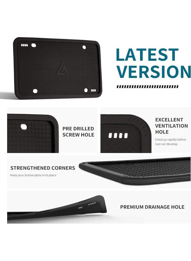 AUJEN Silicone License Plate Frames Black, 1 Pack Car License Plate Frame, Universal US Car Black License Plate Holders Brackets Rust-Proof, Rattle-Proof, Weather-Proof Car Accessories(Black) - Image 3