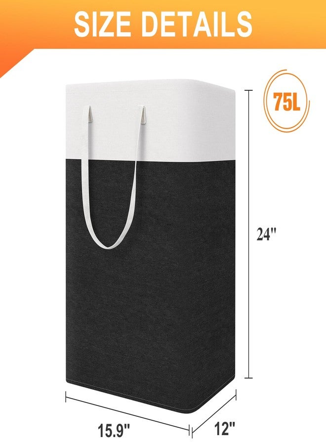 TasticTotes laundry basket 3-Pack, laundry hamper, Hamper with handles, collapsible laundry baskets, Waterproof dirty clothes hamper, Towel Storage for Home or Dorm, 75L-Black - Image 2