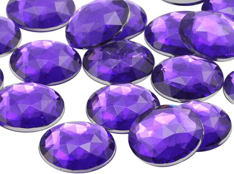 Allstarco 25mm Violet H132 Flat Back Round Acrylic Jewels Pro Grade - 20 Pieces (Violet) - Image 1