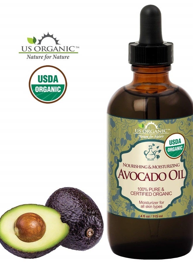 US Organic Avocado Oil Unrefined Virgin, USDA Certified Organic, 100% Pure & Natural, Cold Pressed, in Amber Glass Bottle w/Glass Eye dropper for Easy Application (4 oz (Large)) - Image 2