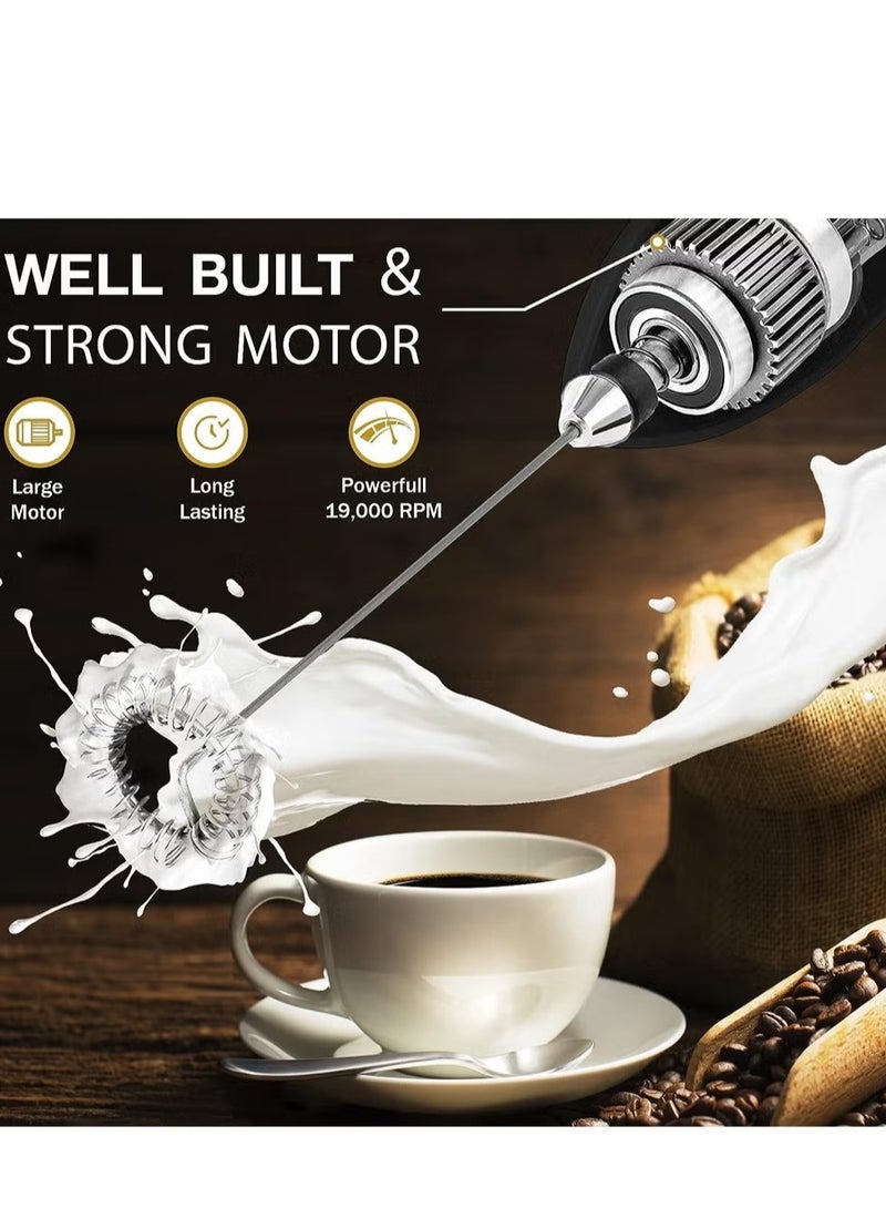 Electric Milk Frother Handheld Portable Mini Coffee Foamer with Whisk Set USB Adjustable Mixer for Lattes Cappuccino Matcha Hot Chocolate - Image 4