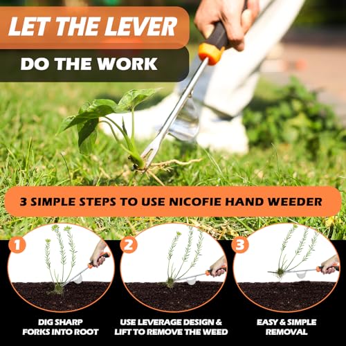 Nicofie 2026 Hand Weeder Tool Rubber Handle Manual Weeder Puller Tool Uprooting Weeding Tools Crack Weeder Crevice 4 Teeth Weeding Tool Weeding Artifact Tool for Gardening3 Pcs - Image 3